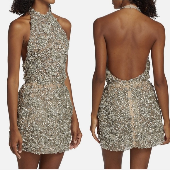 Oscar de la Renta Strapless Cocktail Dress in Silver Crystals - Picture 8 of 9
